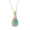 Thumbnail Image 2 of Pear-Shaped Swiss Blue Topaz & White Lab-Created Sapphire Necklace 18K Yellow Gold-Plated Sterling Silver 18&quot;