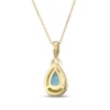 Thumbnail Image 3 of Pear-Shaped Swiss Blue Topaz & White Lab-Created Sapphire Necklace 18K Yellow Gold-Plated Sterling Silver 18&quot;