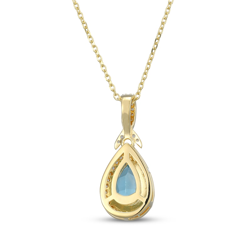 Main Image 3 of Pear-Shaped Swiss Blue Topaz & White Lab-Created Sapphire Necklace 18K Yellow Gold-Plated Sterling Silver 18&quot;