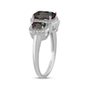 Thumbnail Image 2 of Cushion-Cut Lab-Created Alexandrite & White Lab-Created Sapphire Three-Stone Ring Sterling Silver