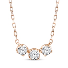 Memories Moments Magic Diamond Three-Stone Necklace 1/3 ct tw 10K Rose Gold 18&quot;