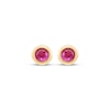 Thumbnail Image 2 of Children's Round-Cut Lab-Created Ruby Stud Earrings 14K Yellow Gold