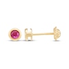 Thumbnail Image 3 of Children's Round-Cut Lab-Created Ruby Stud Earrings 14K Yellow Gold