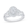 Thumbnail Image 1 of Multi-Diamond Center Oval-Shape Engagement Ring 5/8 ct tw 14K White Gold