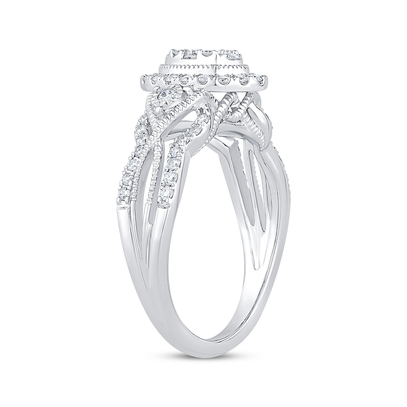 Main Image 2 of Multi-Diamond Center Oval-Shape Engagement Ring 5/8 ct tw 14K White Gold