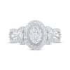 Thumbnail Image 3 of Multi-Diamond Center Oval-Shape Engagement Ring 5/8 ct tw 14K White Gold