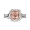 Thumbnail Image 3 of Neil Lane Cushion-Cut Morganite & Diamond Halo Bridal Set 5/8 ct tw 14K Two-Tone Gold