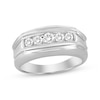 Thumbnail Image 1 of Men’s Round-Cut Diamond Wedding Band 1/2 ct tw 10K White Gold