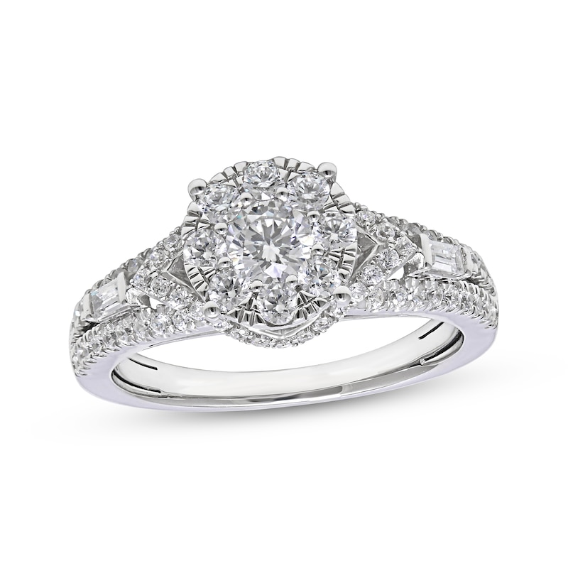 Round-Cut Diamond Halo Engagement Ring 1 ct tw 14K White Gold | Kay Outlet