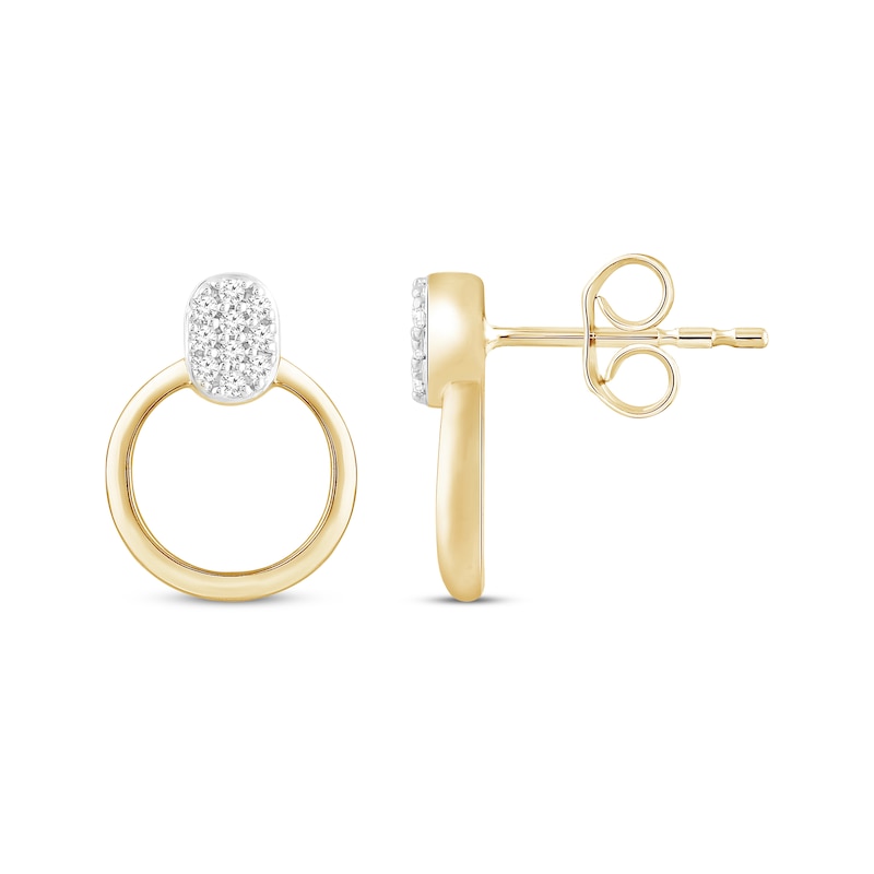 Diamond Loop Earrings 1/15 ct tw 10K Yellow Gold