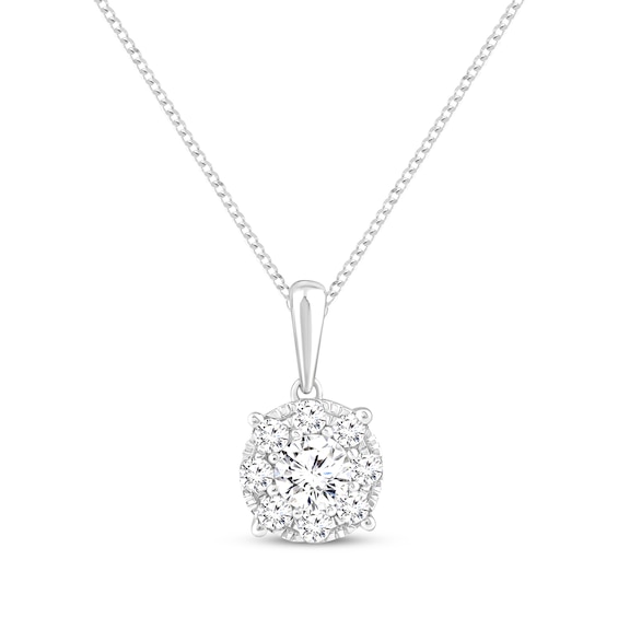 Multi-Diamond Necklace 1/2 ct tw 14K White Gold 19"