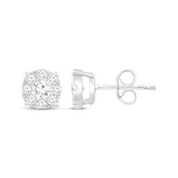 Multi-Diamond Stud Earrings 1/2 ct tw 14K White Gold