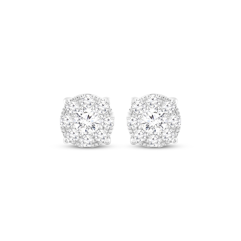 Multi-Diamond Stud Earrings 1/2 ct tw 14K White Gold