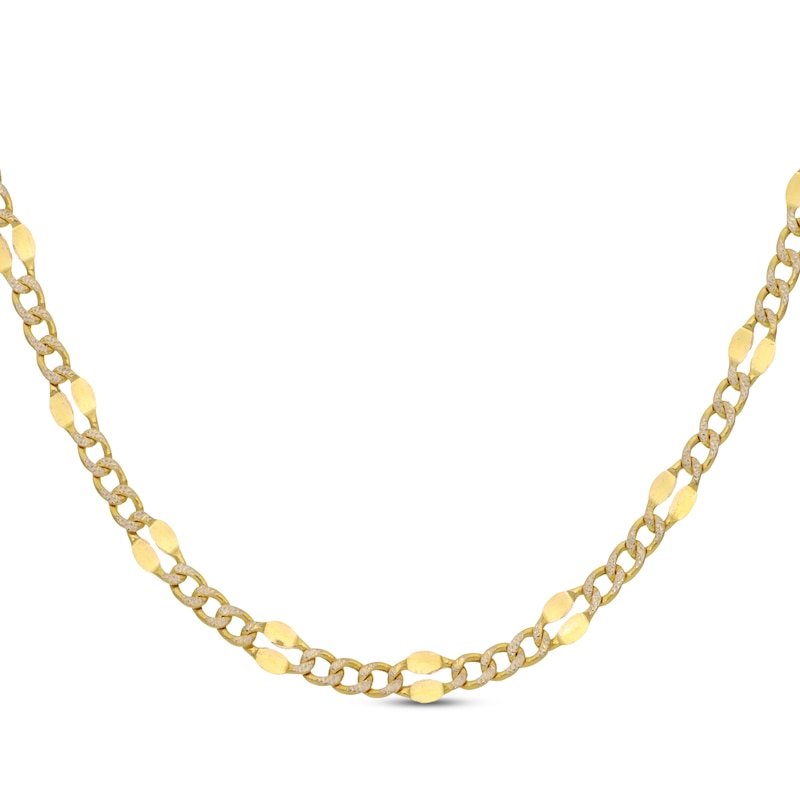 Main Image 1 of Italian Brilliance Semi-Solid Diamond-Cut Figaro Chain Necklace 14K Yellow Gold 20&quot;