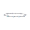 Thumbnail Image 1 of Oval-Cut Lab-Created Opal & Diamond Accent Bracelet Sterling Silver 7.25&quot;