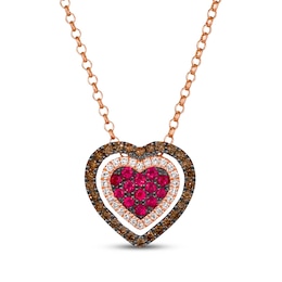 Godiva x Le Vian Ruby Heart Necklace 3/8 ct tw Diamonds 14K Strawberry Gold 19&quot;