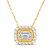 Thumbnail Image 0 of Lab-Created Diamonds by KAY Emerald-Cut Halo Necklace 1 ct tw 14K Yellow Gold 18"