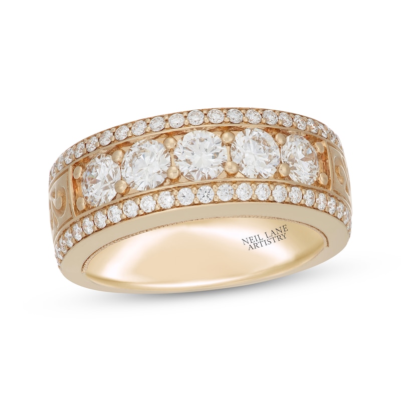 Main Image 1 of Men's Neil Lane Artistry Lab-Grown Diamond Wedding Band 2 ct tw 14K Yellow Gold