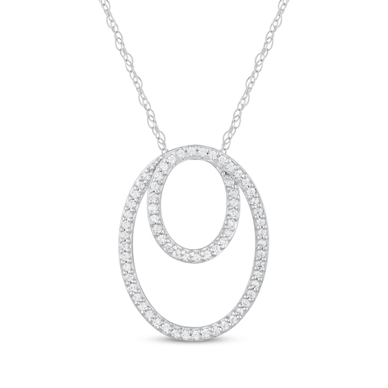 Diamond Oval Loop Necklace 1/4 ct tw 14K White Gold