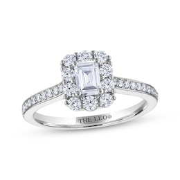 THE LEO Diamond Emerald-Cut Halo Engagement Ring 1 ct tw 14K White Gold