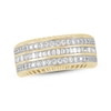 Thumbnail Image 1 of Men's Round & Baguette-Cut Diamond Multi-Row Anniversary Band 1 ct tw 10K Yellow Gold