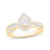 Thumbnail Image 1 of Pear-Shaped Diamond Halo Engagement Ring 3/4 ct tw 14K Yellow Gold