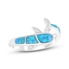 Thumbnail Image 0 of Blue-Green Lab-Created Opal & White Lab-Created Sapphire Dolphin Ring Sterling Silver