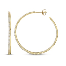 Diamond Inside-Out Hoop Earrings 1 ct tw 14K Yellow Gold 40mm