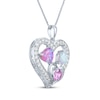 Thumbnail Image 2 of Pink & White Lab-Created Opal, Pink & White Lab-Created Sapphire Heart Necklace Sterling Silver