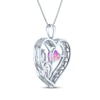 Thumbnail Image 3 of Pink & White Lab-Created Opal, Pink & White Lab-Created Sapphire Heart Necklace Sterling Silver