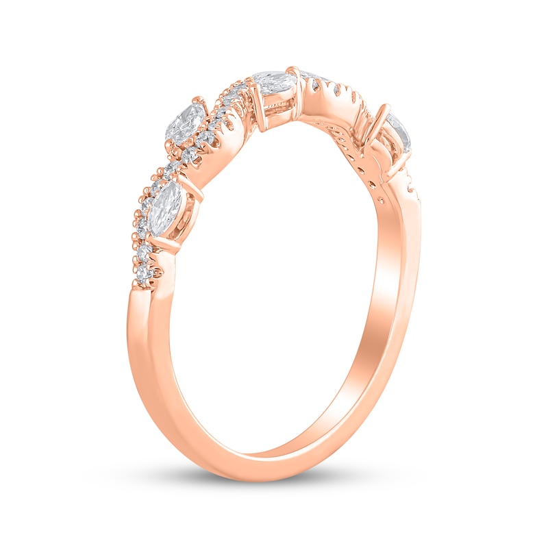 Main Image 2 of Marquise & Round-Cut Diamond Anniversary Ring 1/3 ct tw 10K Rose Gold