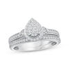 Thumbnail Image 1 of Multi-Diamond Pear-Shape Milgrain Bridal Set 1/3 ct tw 10K White Gold