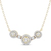 Thumbnail Image 1 of Memories, Moments, Magic Diamond Three-Stone Halo Necklace 1/4 ct tw 10K Yellow Gold 18.75&quot;