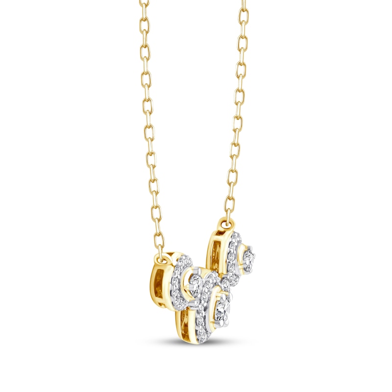 Main Image 2 of Memories, Moments, Magic Diamond Three-Stone Halo Necklace 1/4 ct tw 10K Yellow Gold 18.75&quot;