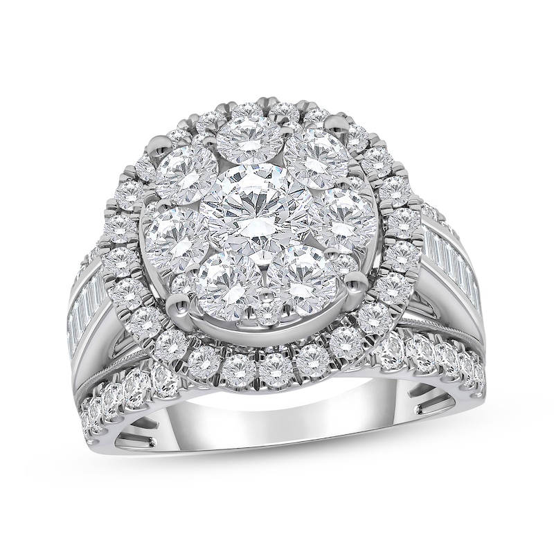 Main Image 1 of Lab-Grown Diamonds by KAY Multi-Stone Halo Engagement Ring 4 ct tw 10K White Gold