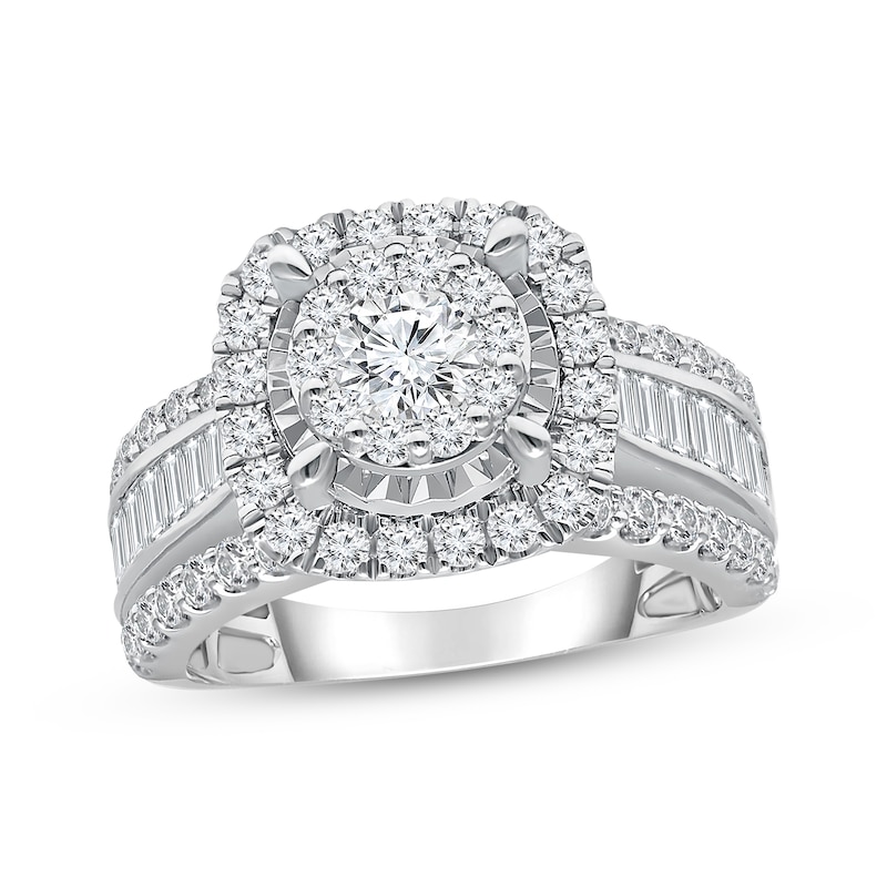 Lab-Grown Diamonds by KAY Round-Cut Halo Engagement Ring 2 ct tw 10K White Gold