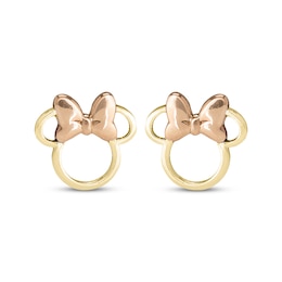 Children's Minnie Mouse Stud Earrings 14K Two-Tone Gold