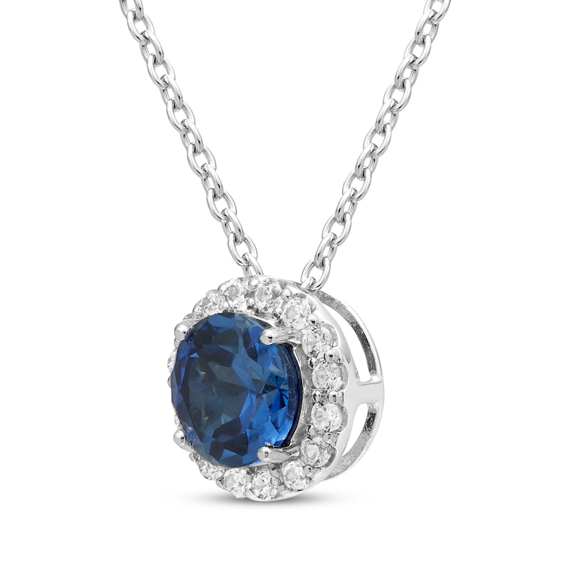 Main Image 2 of Blue & White Lab-Created Sapphire Necklace Sterling Silver 18&quot;