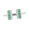 Thumbnail Image 1 of Square-Cut Natural Emerald & Diamond Open-Shank Ring 1/6 ct tw 14K White Gold