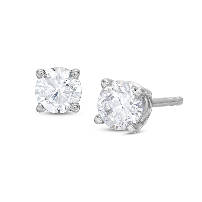 Main Image 1 of Lab-Grown Diamonds by KAY Solitaire Stud Earrings 1/2 ct tw 14K White Gold (F/SI2)