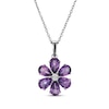 Thumbnail Image 2 of Pear-Shaped Amethyst & White Lab-Created Sapphire Floral Necklace & Earrings Gift Set Sterling Silver