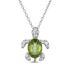 Thumbnail Image 2 of Oval-Cut Peridot & White Lab-Created Sapphire Turtle Necklace & Earrings Gift Set Sterling Silver