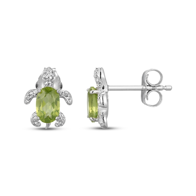 Main Image 3 of Oval-Cut Peridot & White Lab-Created Sapphire Turtle Necklace & Earrings Gift Set Sterling Silver