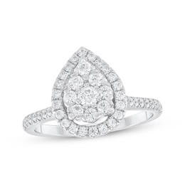 Adore Multi-Diamond Pear-Shaped Engagement Ring 3/4 ct tw 10K White Gold