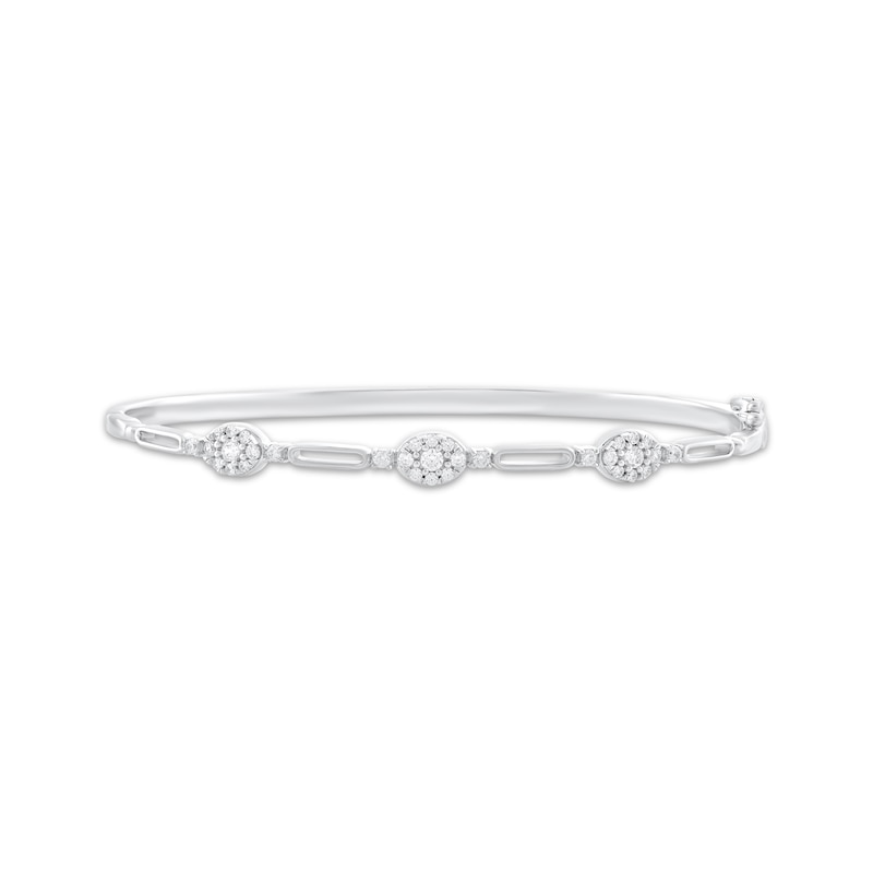 Main Image 1 of Multi-Diamond Oval Bangle Bracelet 1/2 ct tw Sterling Silver 7&quot;