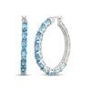 Thumbnail Image 1 of Oval-Cut Swiss Blue Topaz Hoop Earrings Sterling Silver