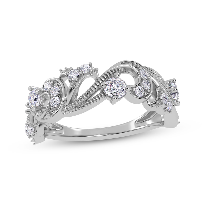 Main Image 1 of Diamond Vintage-Style Scroll Ring 1/2 ct tw 14K White Gold