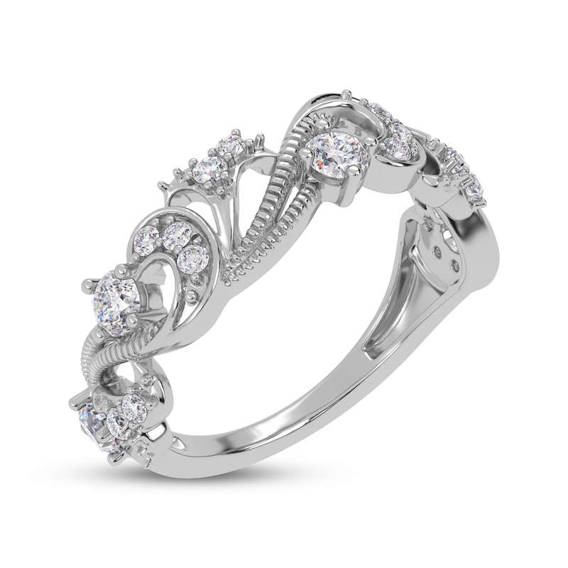 Main Image 2 of Diamond Vintage-Style Scroll Ring 1/2 ct tw 14K White Gold