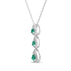 Thumbnail Image 2 of Memories Moments Magic Lab-Created Emerald & Diamond Three-Stone Necklace 1/6 ct tw Sterling Silver 18&quot;