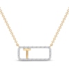 Thumbnail Image 1 of Diamond T Initial Rectangle Necklace 1/10 ct tw 10K Yellow Gold 18&quot;